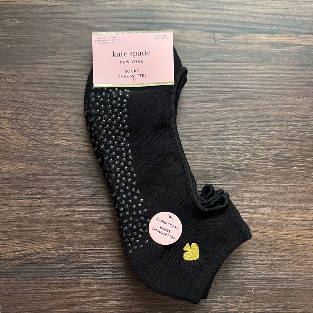 Kate Spade Black Socks with Gold Heart
